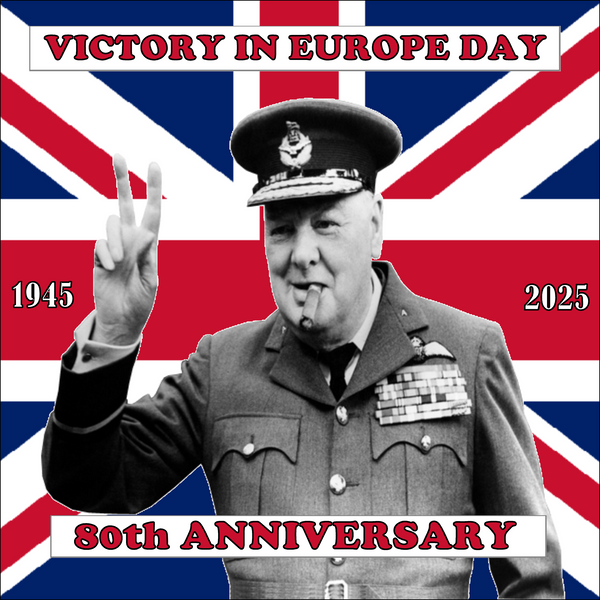 Celebrate 80 Years of Victory: VE Day 80th Anniversary Premium 19cm x 19cm Square Cake Topper D1