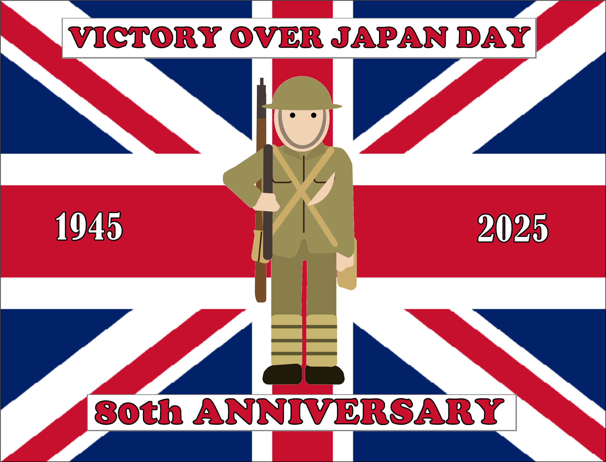 Celebrate 80 Years of Victory over Japan: VJ Day 80th Anniversary Premium A4 Size Cake Topper D2