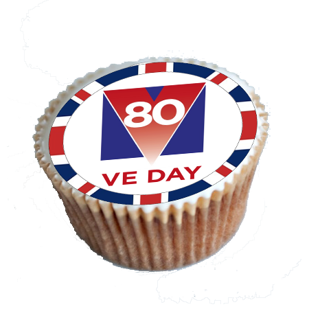 Celebrate 80 Years of Victory: VE Day 80th Anniversary Premium 30x 4CM EDIBLE RICE PAPER / ICING CUP-CAKE UK D5