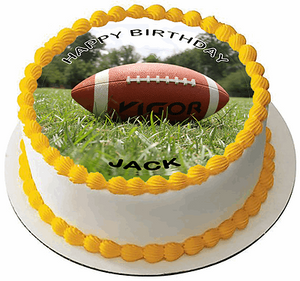 AMERICAN FOOTBALL 7.5" PREMIUM ROUND ICING CAKE TOPPER PARTY D10