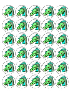 DRAGON 30 x 4cm PREMIUM EDIBLE ICING ROUND CUP CAKE TOPPERS MYTHICAL D3