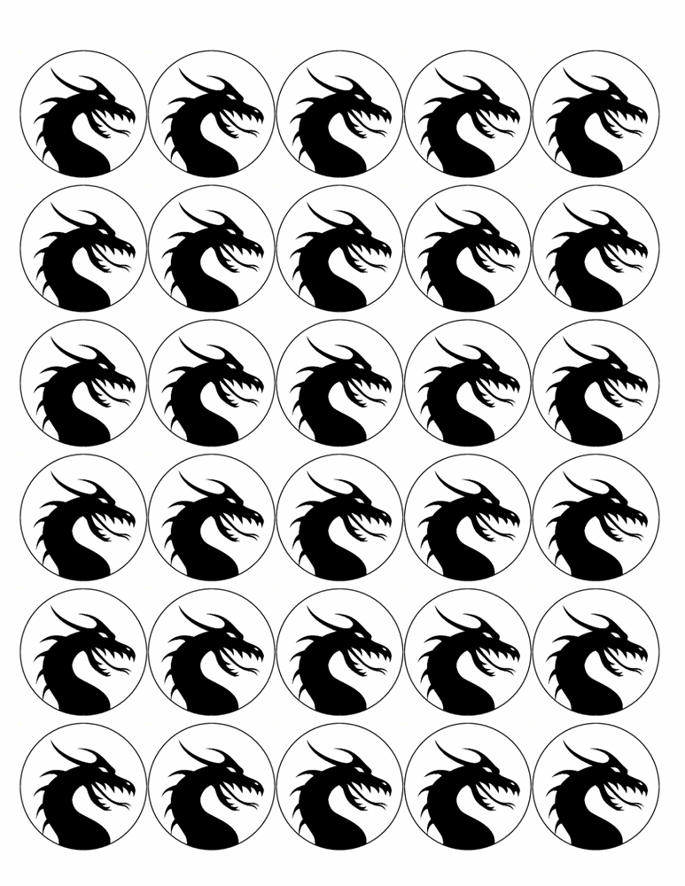 BLACK DRAGON 30 x 4cm PREMIUM EDIBLE ICING ROUND CUP CAKE TOPPERS MYTHICAL D7