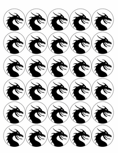 BLACK DRAGON 30 x 4cm PREMIUM EDIBLE ICING ROUND CUP CAKE TOPPERS MYTHICAL D7