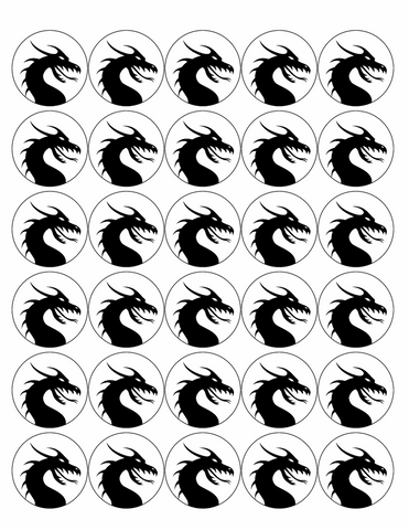 BLACK DRAGON 30 x 4cm PREMIUM EDIBLE ICING ROUND CUP CAKE TOPPERS MYTHICAL D7