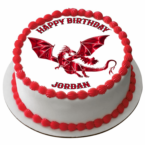 DRAGON 7.5" ROUND RICE WAFER PAPER EDIBLE PREMIUM CAKE TOPPER MYTHICAL D6