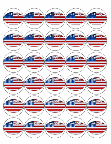 30x American Football Premium flag ICING Cup Cake Toppers round fairy USA NFL D2