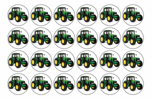 24x TRACTOR Premium Edible Rice Wafer Paper Cup Cake Toppers round fairy FARM D1
