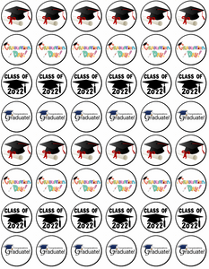 48 CLASS OF 2022 3CM PREMIUM Rice Paper Cup Cake Toppers CELEBRATION GRADUATION