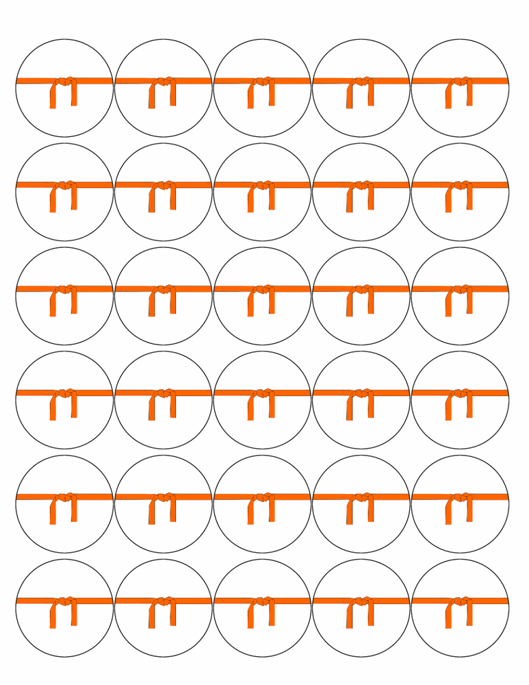 30 KARATE 40mm PREMIUM EDIBLE MARTIAL ART ORANGE BELT CUPCAKE CAKE TOPPERS D7