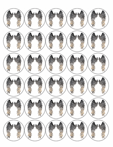 ANGEL WINGS 30 x 4cm PREMIUM EDIBLE RICE PAPER CUP CAKE TOPPERS BLACK & GOLD D1 - KraftyDesigns