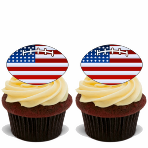 84x AMERICAN FOOTBALL Premium Edible Stand Up Rice Wafer Cup Cake Toppers D2