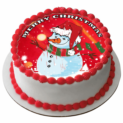 Edible Christmas Rice Paper Cake Topper Decoration 7.5" round D21