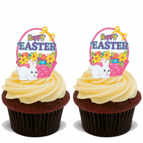30 PREMIUM EASTER STAND UP EDIBLE RICE CARD FLAT Cup Cake Toppers decoration D21