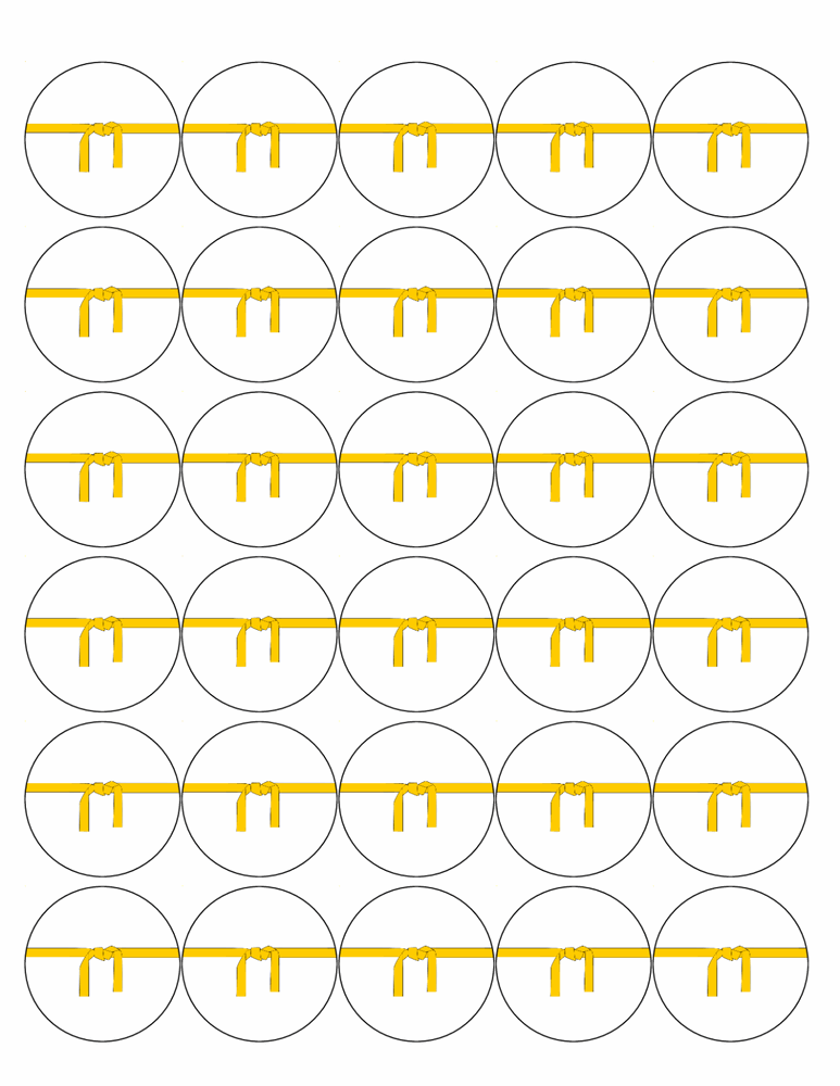 30 KARATE 40mm PREMIUM EDIBLE MARTIAL ART YELLOW BELT CUPCAKE CAKE TOPPERS D9