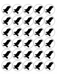 EAGLE SILHOUETTE 30 x 4cm PREMIUM EDIBLE RICE PAPER ROUND CUP CAKE TOPPERS D1