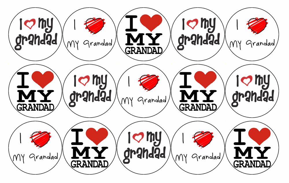 15 x GRANDAD FATHERS DAY PREMIUM EDIBLE 4CM FAIRY CUP CAKE TOPPERS D10