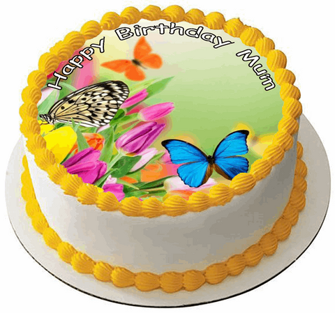 BUTTERFLY FLOWER 7.5" PREMIUM Edible ICING Cake Topper DECORATION D1