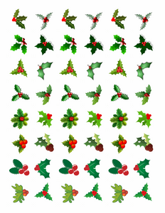 48 X HOLLY & BERRY LEAVES PREMIUM MIX CHRISTMAS EDIBLE CUPCAKE CAKE TOPPERS D8