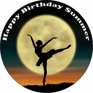 BALLET DANCER 7.5" ROUND ICING EDIBLE PREMIUM CAKE TOPPER 19CM DIAMETRE D10