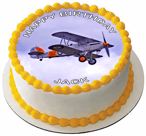 AEROPLANE WW1 7.5 PREMIUM Edible ICING Cake Topper VINTAGE AIRPLANE D3