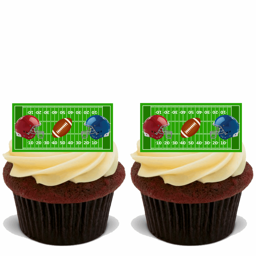 27x AMERICAN FOOTBALL Premium Edible Stand Up Rice Wafer Cup Cake Toppers USA D9