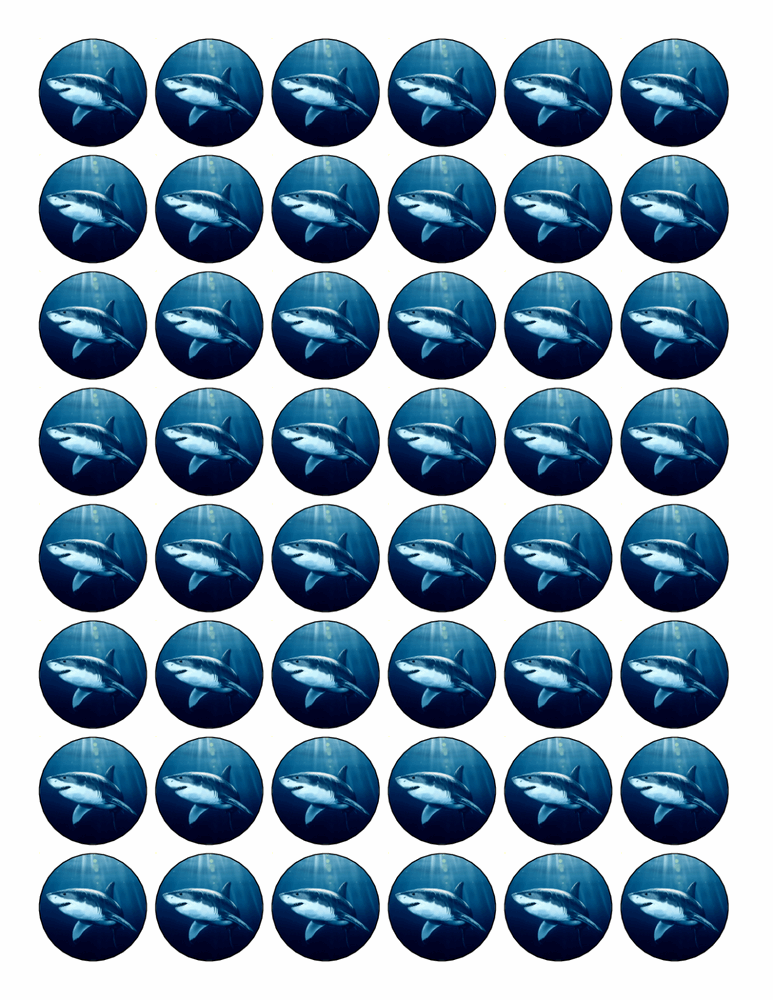 48x GREAT WHITE SHARK PREMIUM EDIBLE 3CM DECOR ICING FAIRY CUPCAKE TOPPERS D1