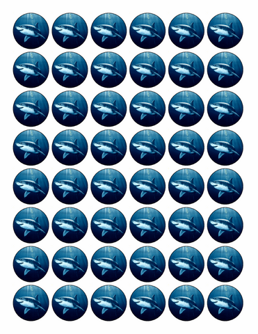 48x GREAT WHITE SHARK PREMIUM EDIBLE 3CM DECOR ICING FAIRY CUPCAKE TOPPERS D1