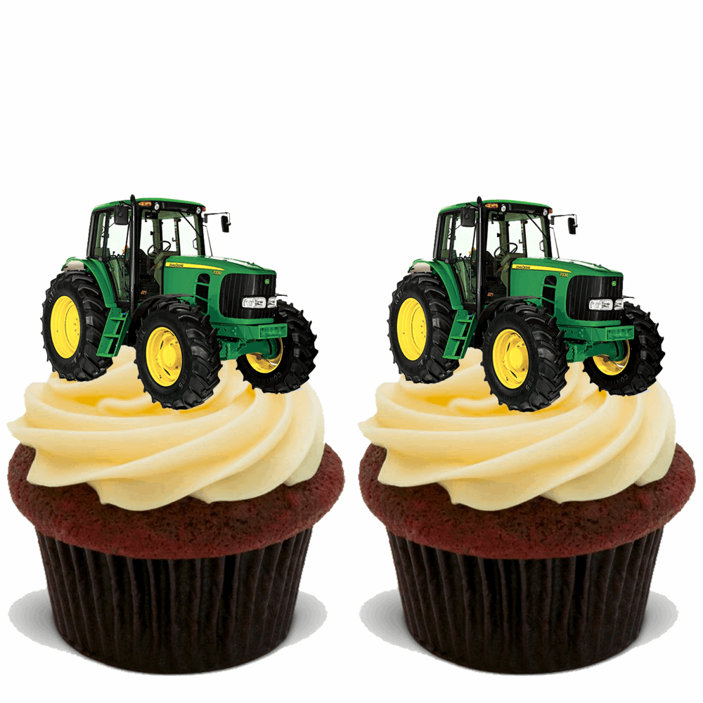 70x TRACTOR Premium Edible Stand Up Rice Wafer Cup Cake Toppers FARM D1