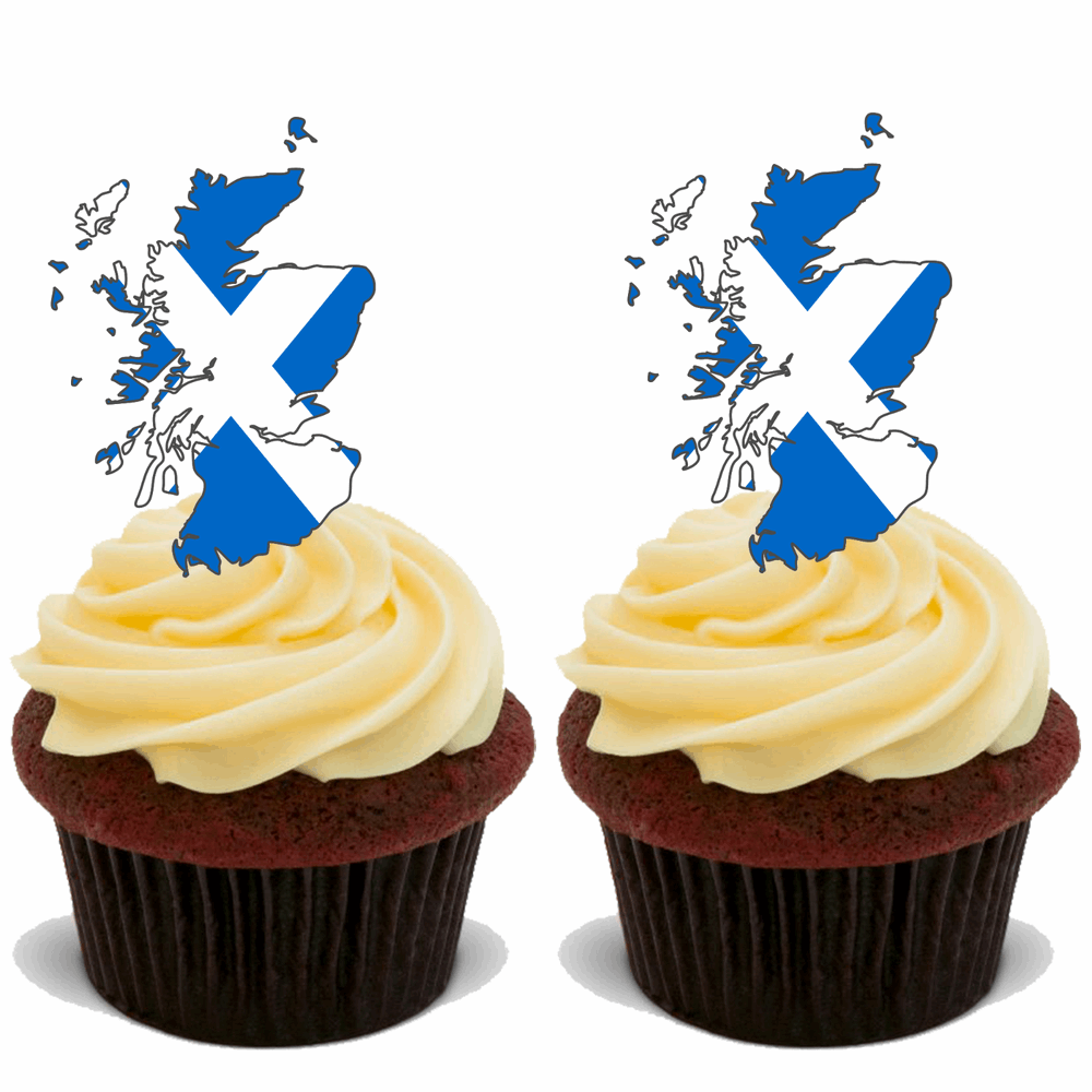 60x SCOTLAND ANDREWS FLAG MAPS Premium Edible Stand Up Rice Wafer Cake Toppers 2