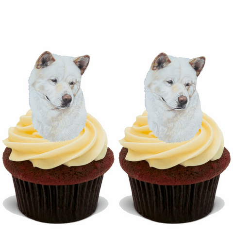 15x AKITA DOG PREMIUM FLAT EDIBLE STAND UP RICE WAFER CAKE TOPPERS BIRTHDAY D1