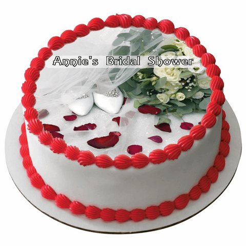 BRIDAL SHOWER 7.5" ROUND ICING EDIBLE PREMIUM CAKE TOPPER 19CM DIAMETRE D2 - KraftyDesigns