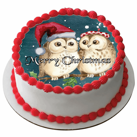 Edible Christmas Rice Paper Cake Topper Decoration 7.5" round D64