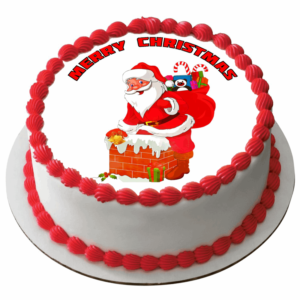 Edible Christmas Rice Paper Cake Topper Decoration 7.5" round D33