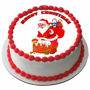 Edible Christmas Rice Paper Cake Topper Decoration 7.5" round D33