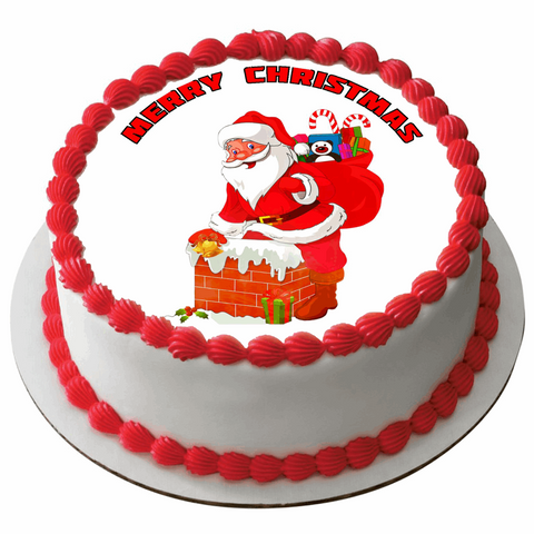 Edible Christmas Rice Paper Cake Topper Decoration 7.5" round D33