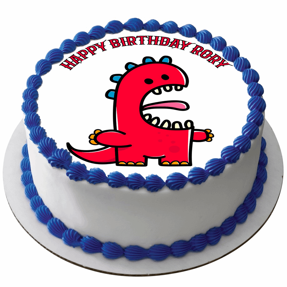 DINOSAUR 7.5" ROUND ICING EDIBLE PREMIUM CAKE TOPPER 19CM DIAMETRE CUTE D7