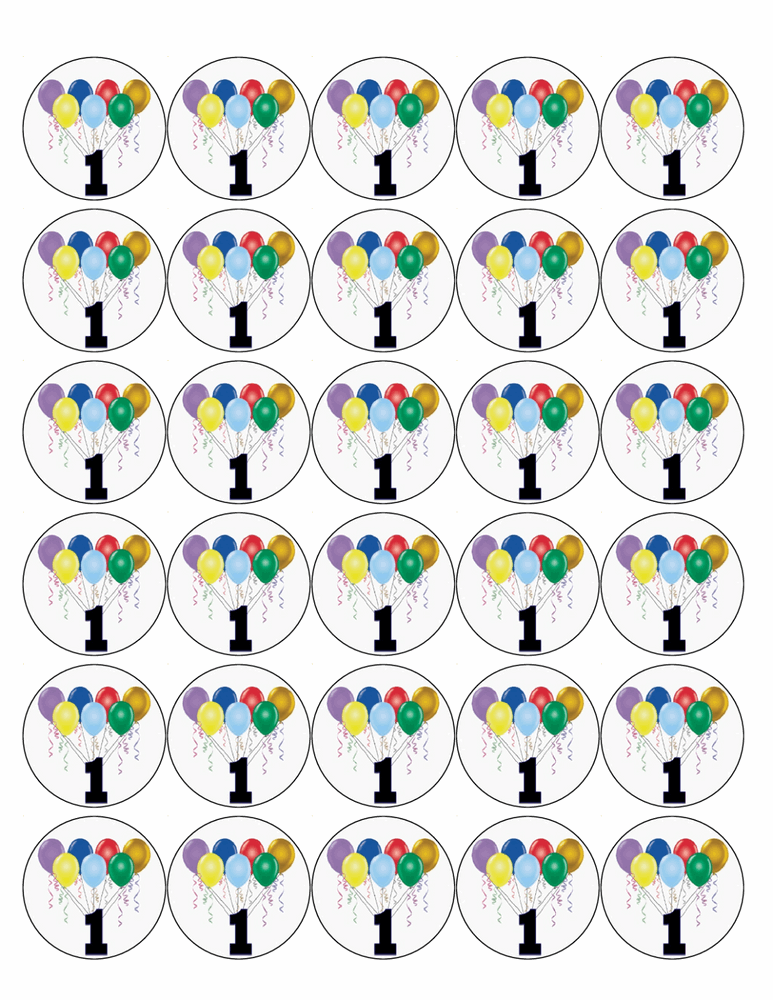 30x 1st BIRTHDAY PREMIUM ROUND ICING FAIRY DECORATION CUPCAKE CAKE TOPPERS ID11