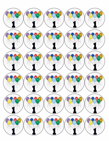 30x 1st BIRTHDAY PREMIUM ROUND ICING FAIRY DECORATION CUPCAKE CAKE TOPPERS ID11