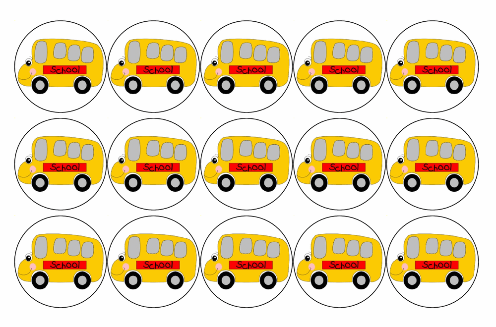 15x SCHOOL BUS 4CM Premium Rice Wafer Paper Cup Cake Toppers fairy BUSES D1