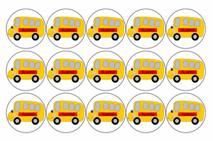 15x SCHOOL BUS 4CM Premium Rice Wafer Paper Cup Cake Toppers fairy BUSES D1