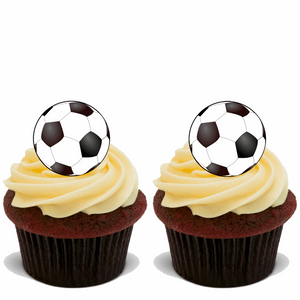 15x FOOTBALL BALLS Premium Edible Stand Up Rice Wafer Cake Toppers D6 BIRTHDAY