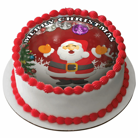 Edible Christmas Rice Paper Cake Topper Decoration 7.5" round D4