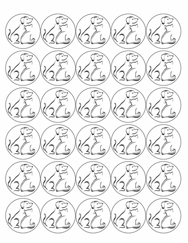 CAT & DOG 30 x 4cm PREMIUM EDIBLE ICING ROUND CUP CAKE TOPPERS SILHOUETTE D1