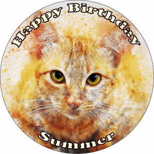 CAT 7.5" ROUND ICING EDIBLE PREMIUM CAKE TOPPER 19CM DIAMETRE KITTY KITTEN D17