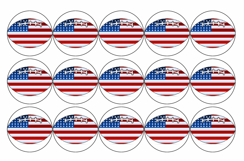 15x American Football Premium Rice Wafer Paper Cup Cake Toppers round fairy D2