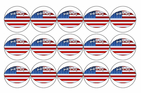 15x American Football Premium Rice Wafer Paper Cup Cake Toppers round fairy D2