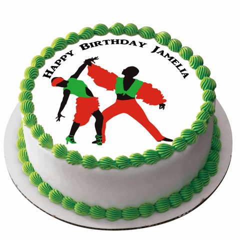 DANCING 7.5" ROUND ICING EDIBLE PREMIUM CAKE TOPPER 19CM DIAMETRE MAMBO D6 - KraftyDesigns