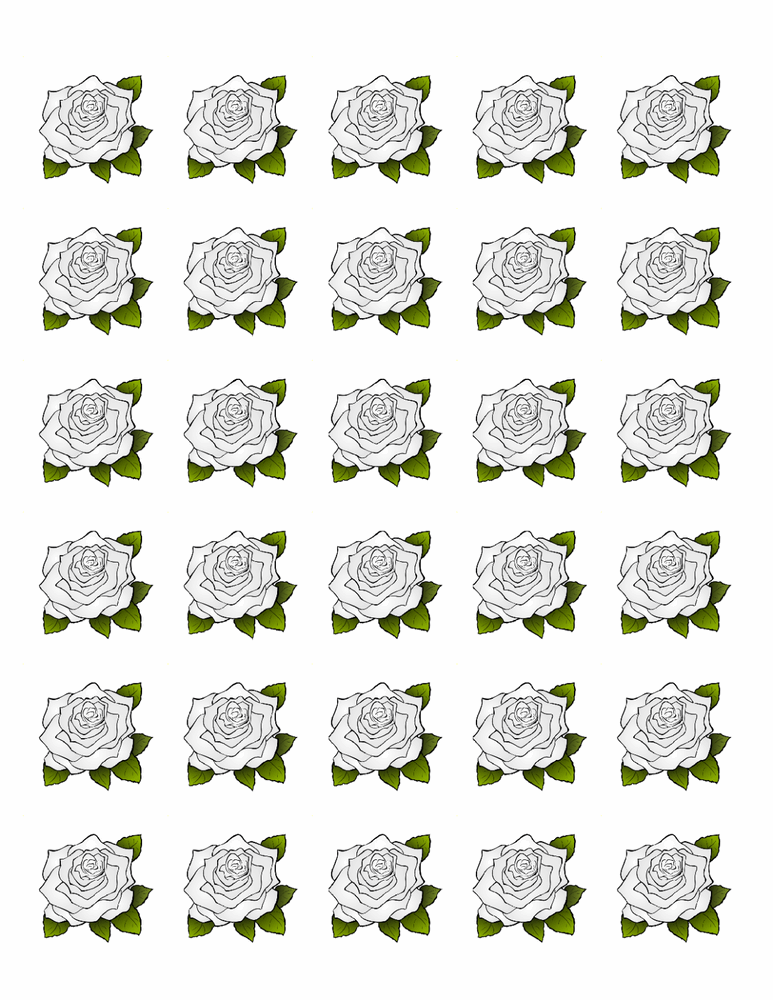 30x WHITE ROSE FLOWERS EDIBLE FLAT PREMIUM RICE PAPER CUP CAKE TOPPERS D2