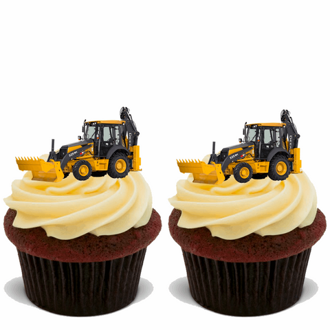 60x YELLOW TRACTOR Premium Edible Stand Up Rice Wafer Cake Toppers D3 DECORATION