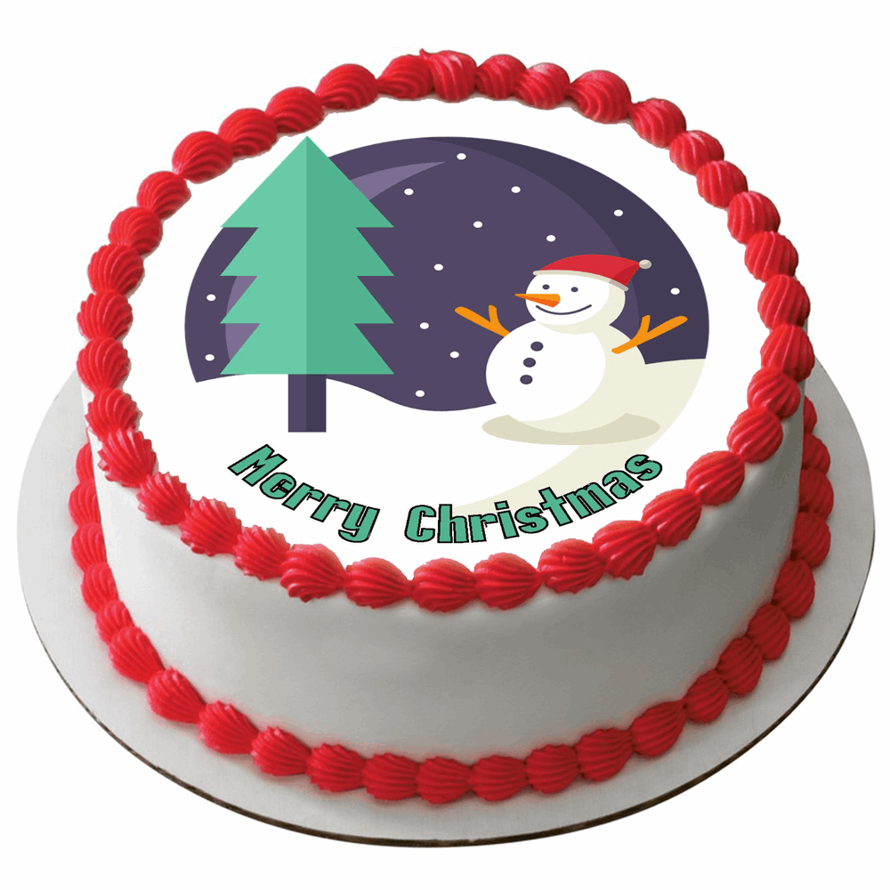 Edible Christmas Rice Paper Cake Topper Decoration 7.5" round D50